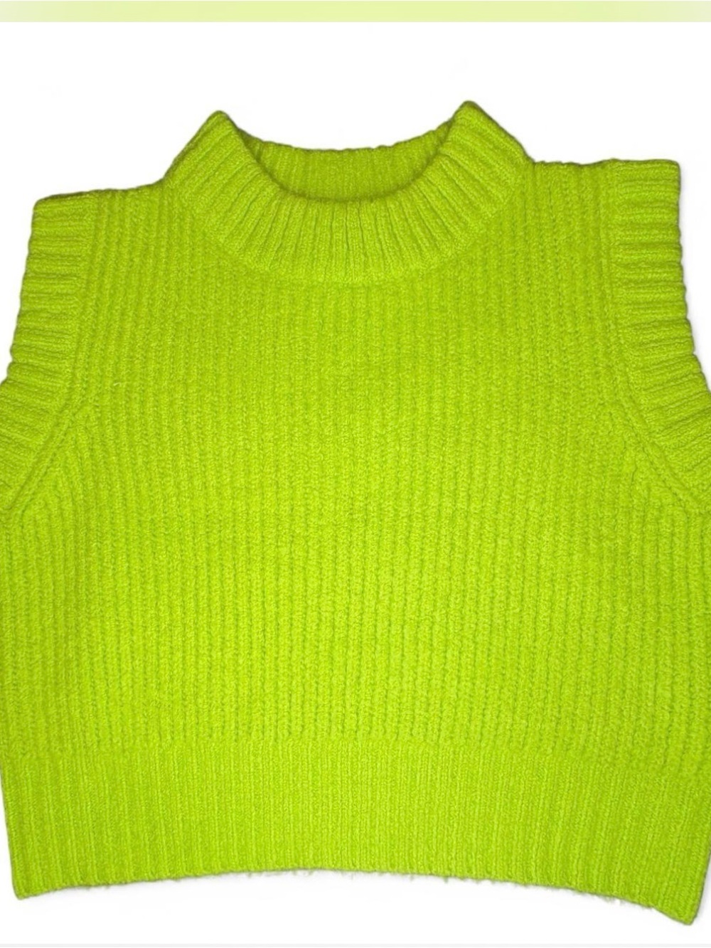 COLLUSION x ASOS Womens 8 Lime Green Chunky Cropped Sweater Vest Mock Neck